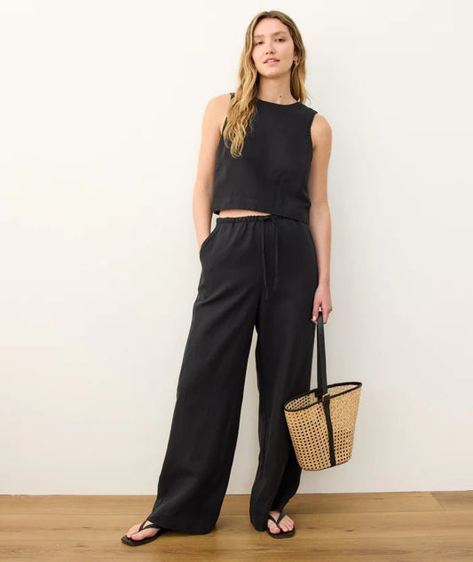 Linen Drawstring Wide Leg Pant - MST GoodsMarine Layer