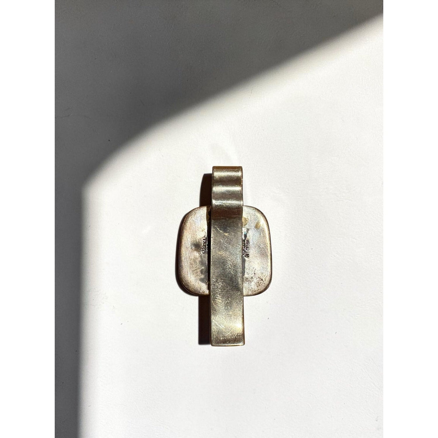 Los Castillos Modernist Face Money Clip Turquoise Inlay Texaco Sterling Copper - MST GoodsLos Castillos
