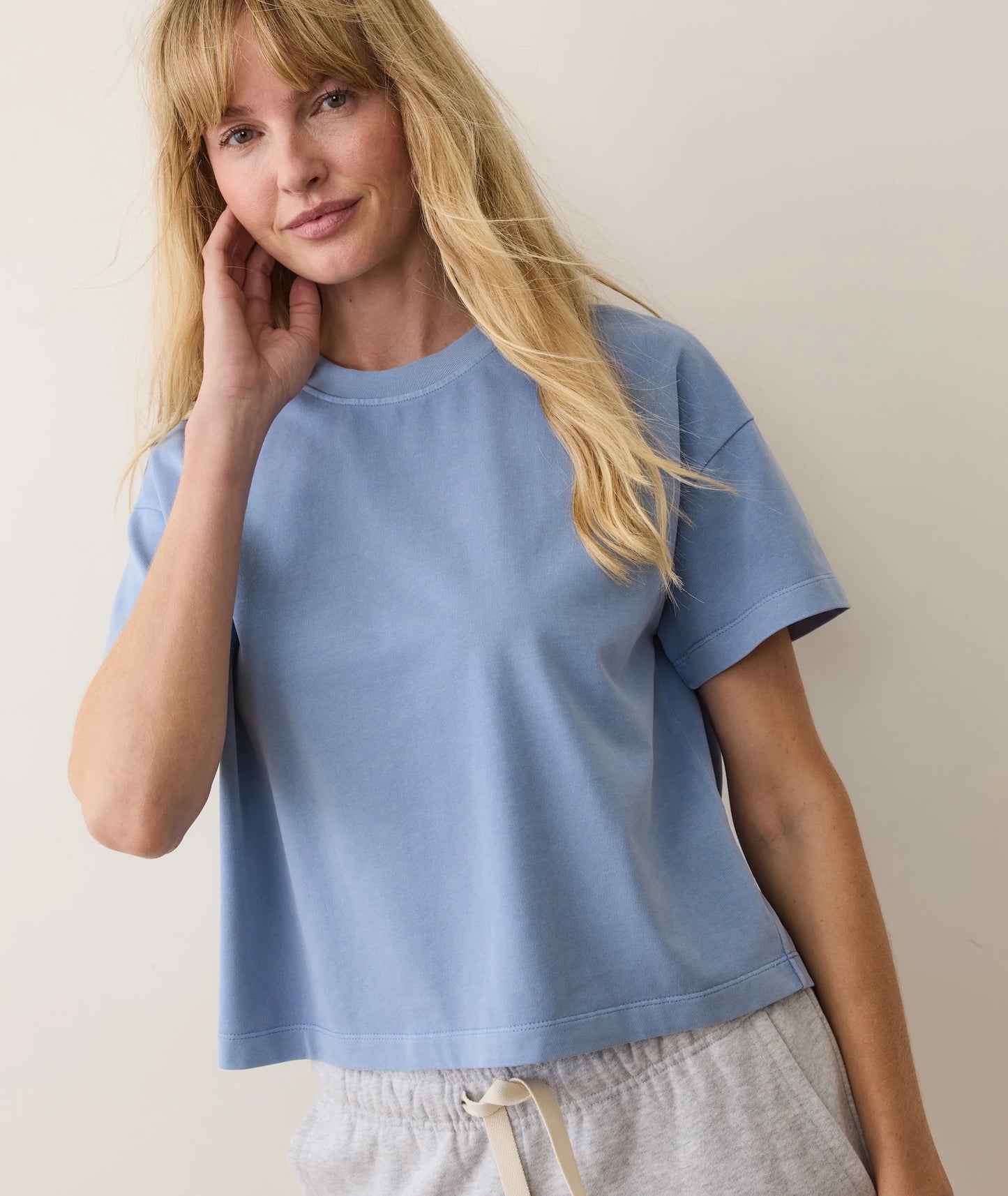 Women's Luxe Jersey Crew Tee in Coastal Blue