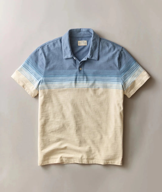 Luxe Heavy Slub Polo In Navy/White - MST GoodsTee ShirtsMarine Layer