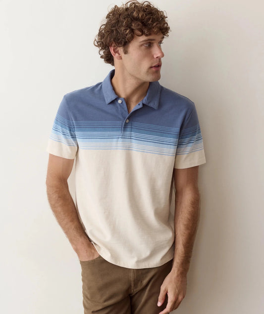 Luxe Heavy Slub Polo In Navy/White - MST GoodsTee ShirtsMarine Layer