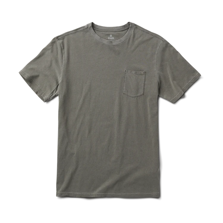 Gray t-shirt with a pocket on a white background