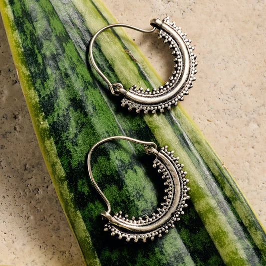 Manake Silvertone Arc Dangle Earrings - MST GoodsTen Thousand Villages