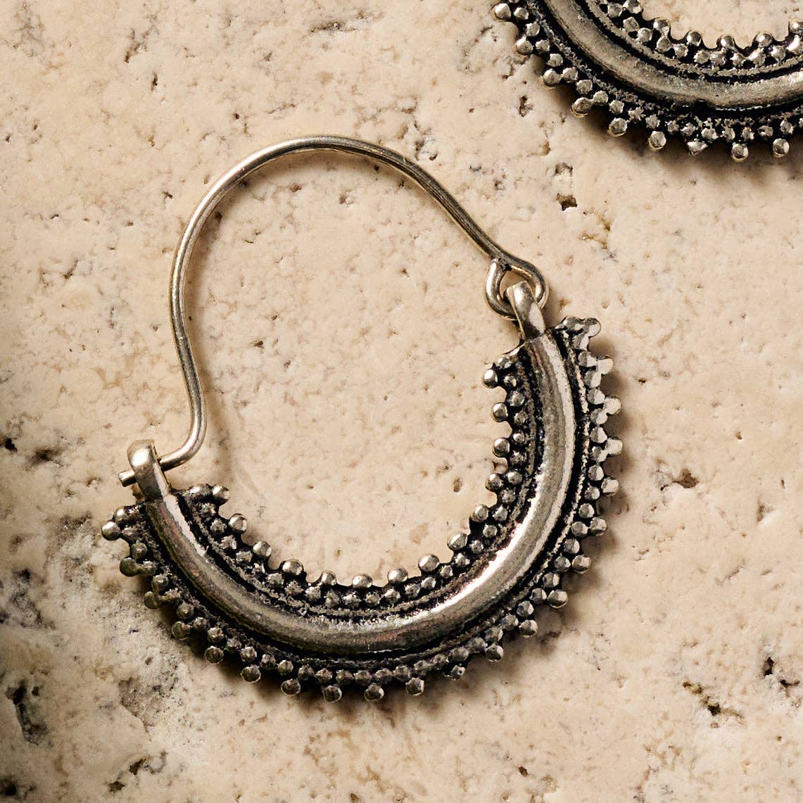 Manake Silvertone Arc Dangle Earrings - MST GoodsTen Thousand Villages