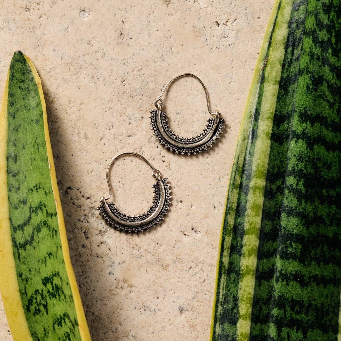 Manake Silvertone Arc Dangle Earrings - MST GoodsTen Thousand Villages