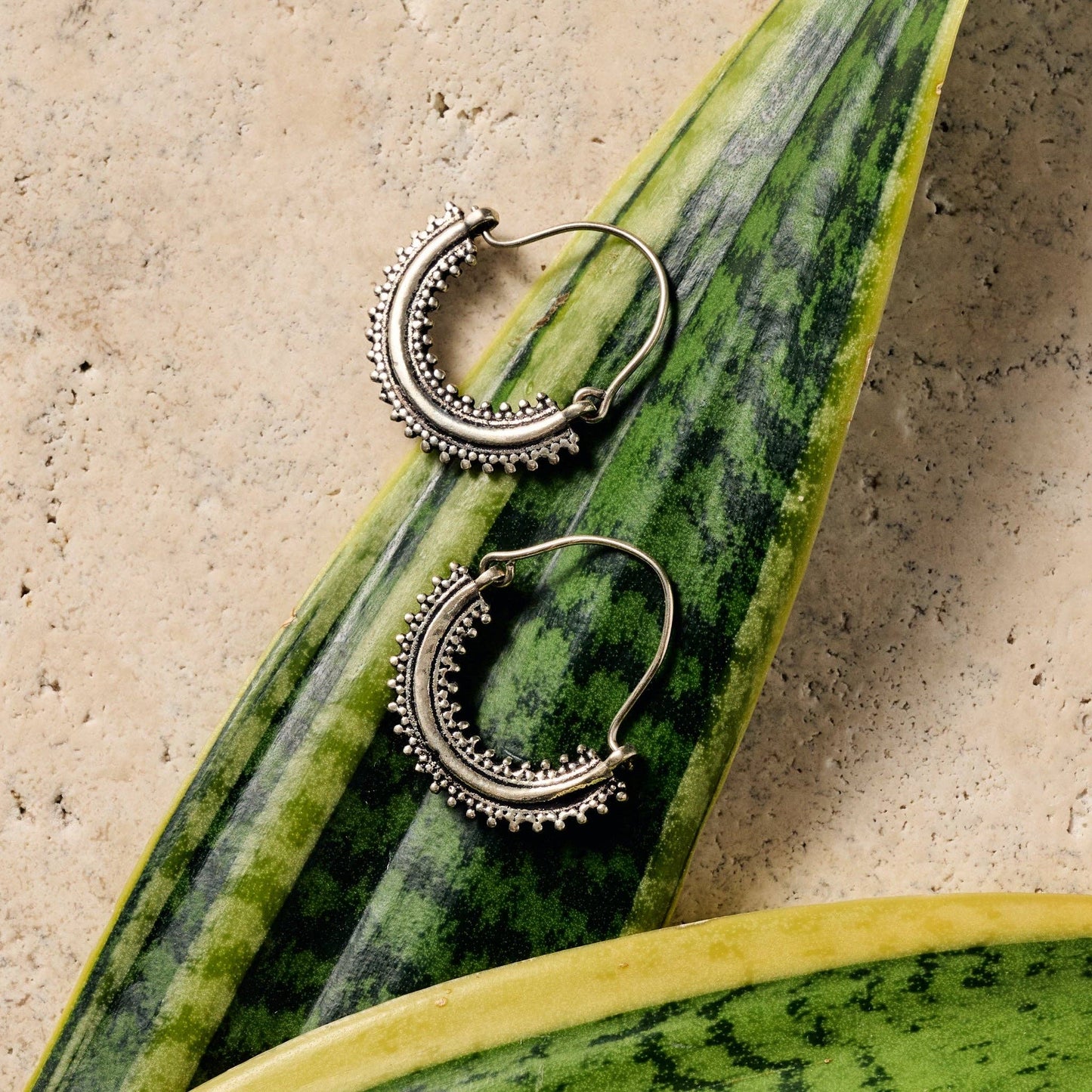 Manake Silvertone Arc Dangle Earrings - MST GoodsTen Thousand Villages