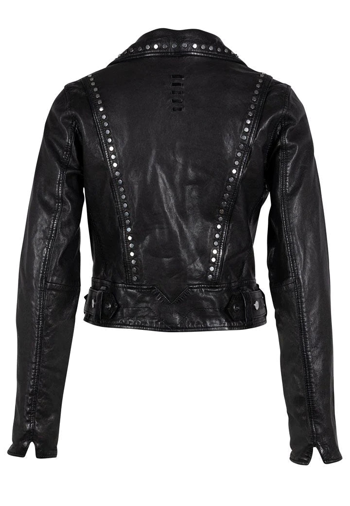 Maryn Cropped Studded Leather Jacket - Black - MST GoodsMauritius