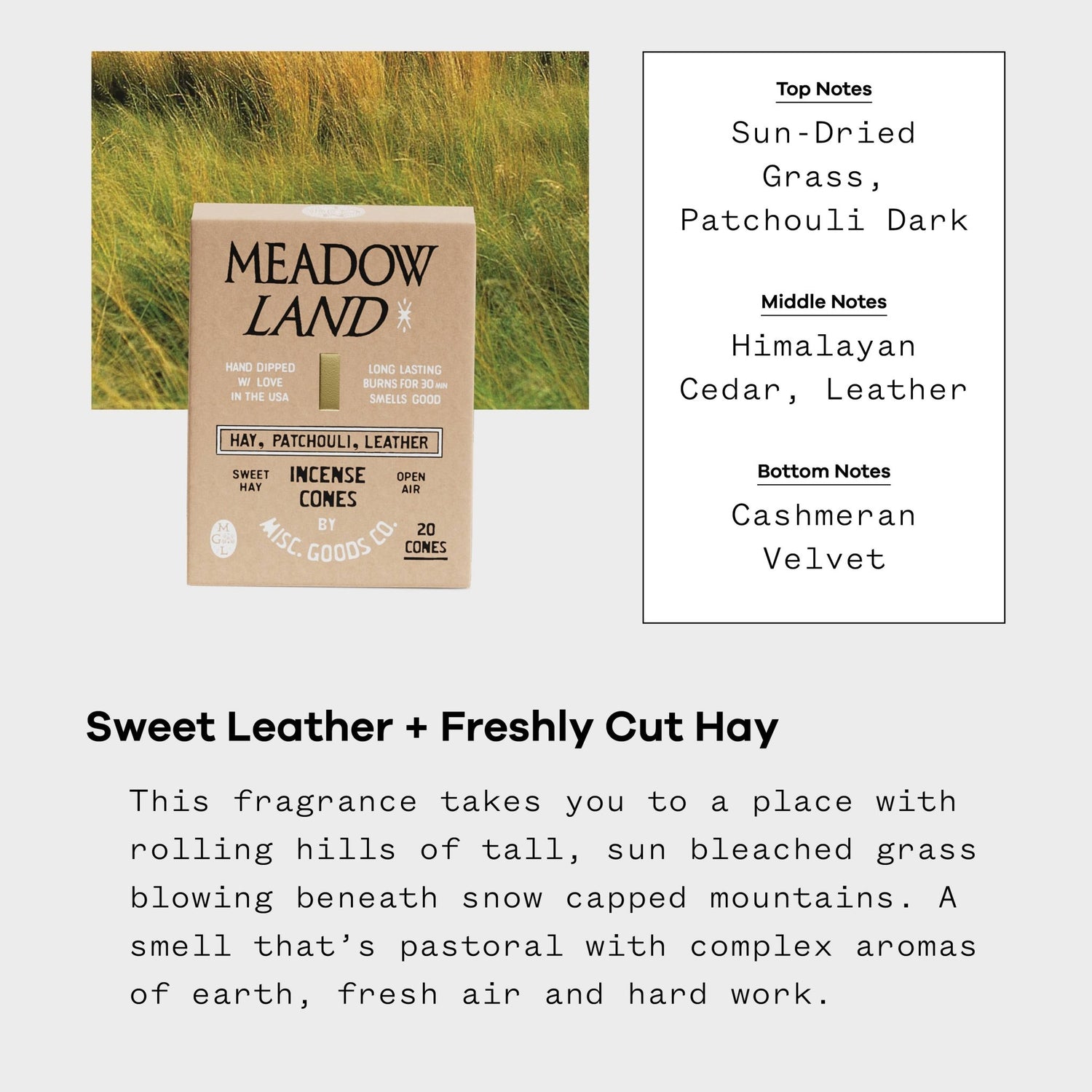 Meadowland Incense Cones | Handmade | Grass & Patchouli - MST GoodsMisc Goods Co.