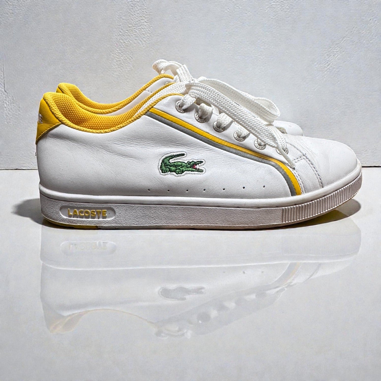 Men's Slider Sneakers Lacoste White Yellow 8.5 Green Trainers - MST GoodsLacoste