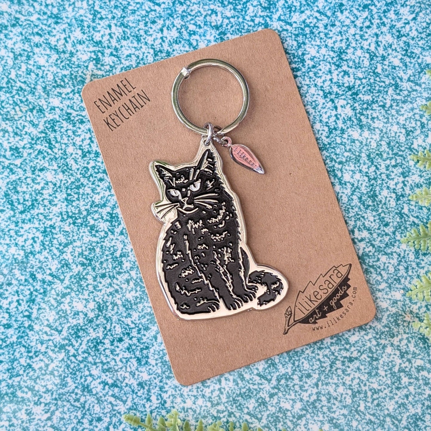 Metal enamel keychain / purse charm | black cat - MST Goodsilikesara | art + goods