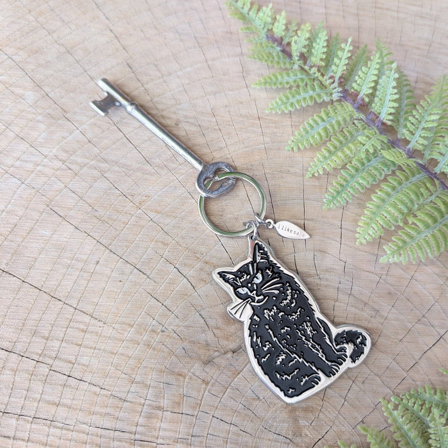 Metal enamel keychain / purse charm | black cat - MST Goodsilikesara | art + goods
