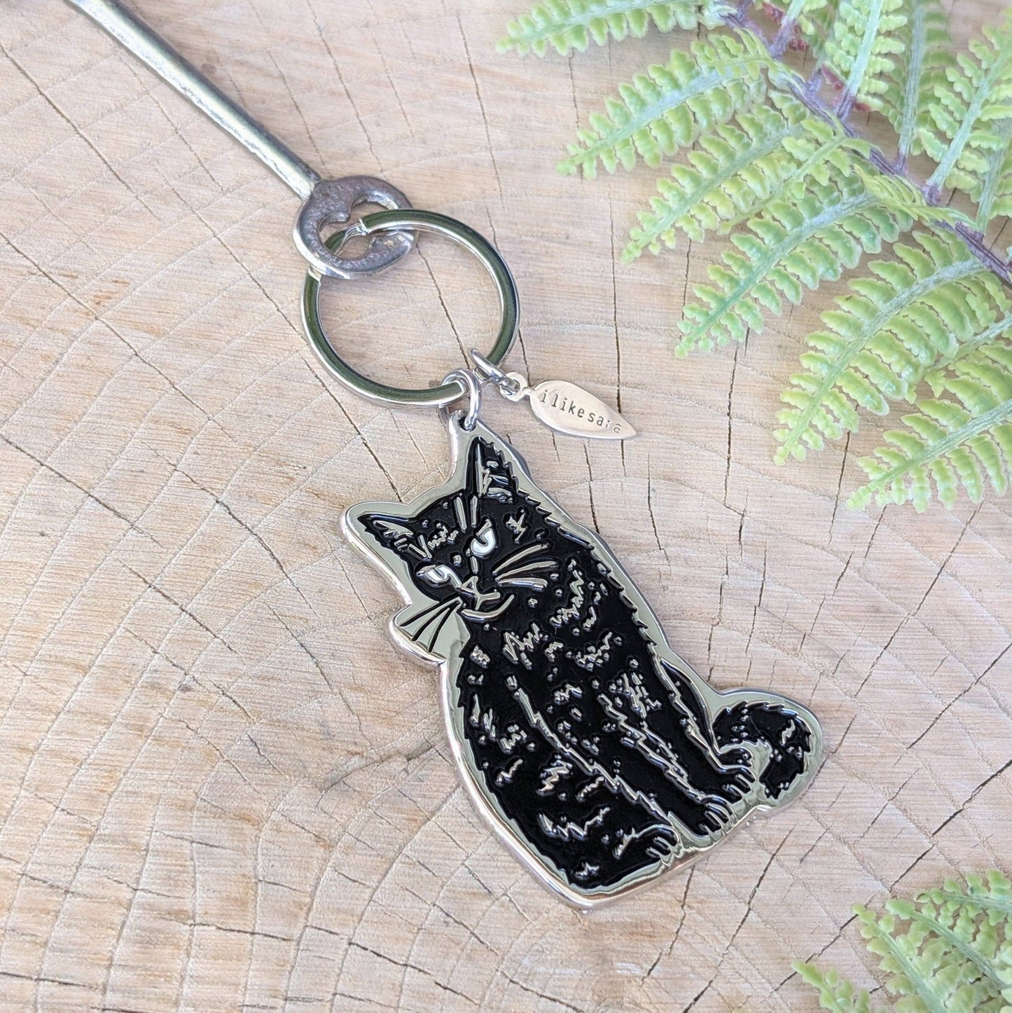 Metal enamel keychain / purse charm | black cat - MST Goodsilikesara | art + goods