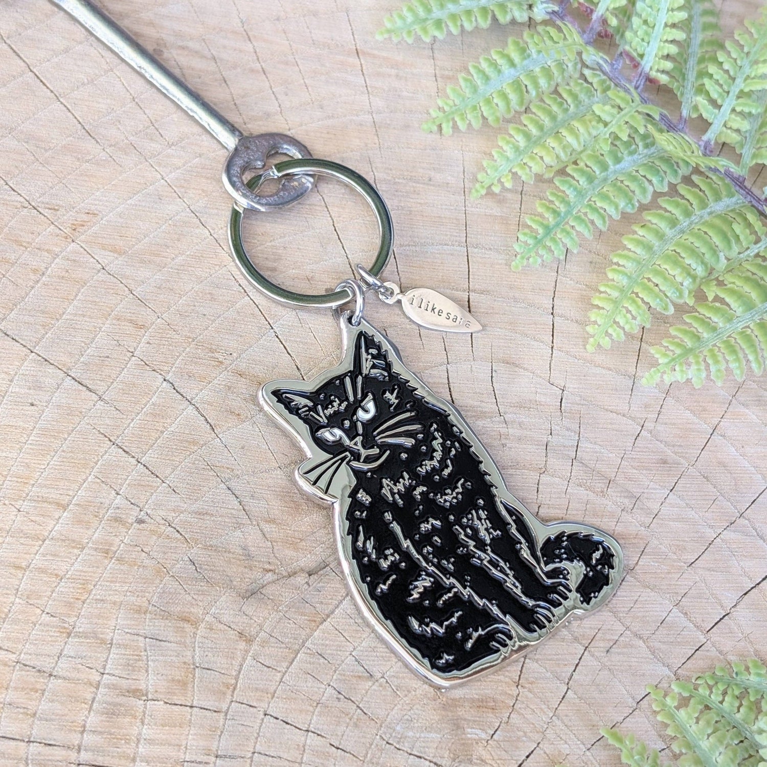 Metal enamel keychain / purse charm | black cat - MST Goodsilikesara | art + goods