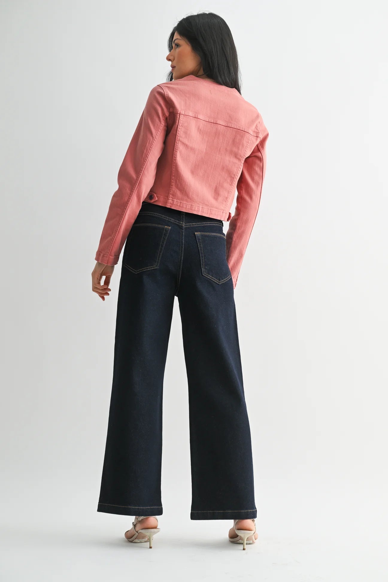 Mini Patch Pocket Wide Flare Denim Pants - MST GoodsJust Black Denim