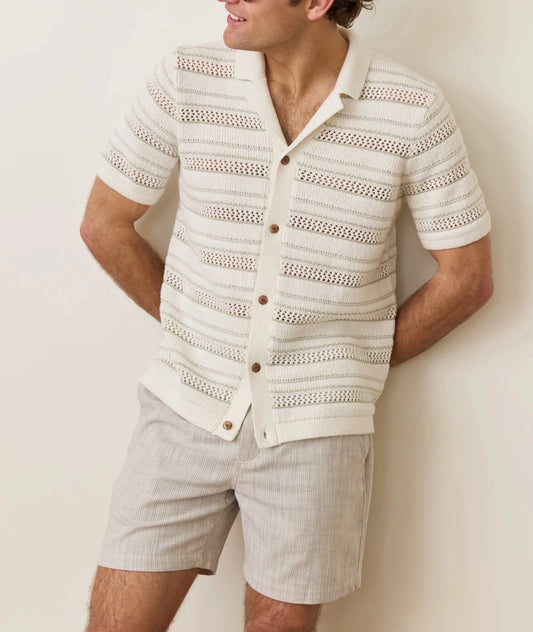 Open Knit Sweater Button-Down - MST GoodsMarine Layer