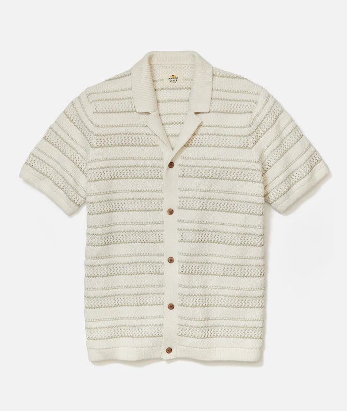 Open Knit Sweater Button-Down - MST GoodsMarine Layer