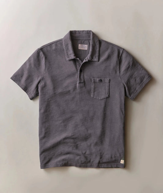 Organic Luxe Heavy Slub Polo In Asphalt - MST GoodsTee ShirtsMarine Layer