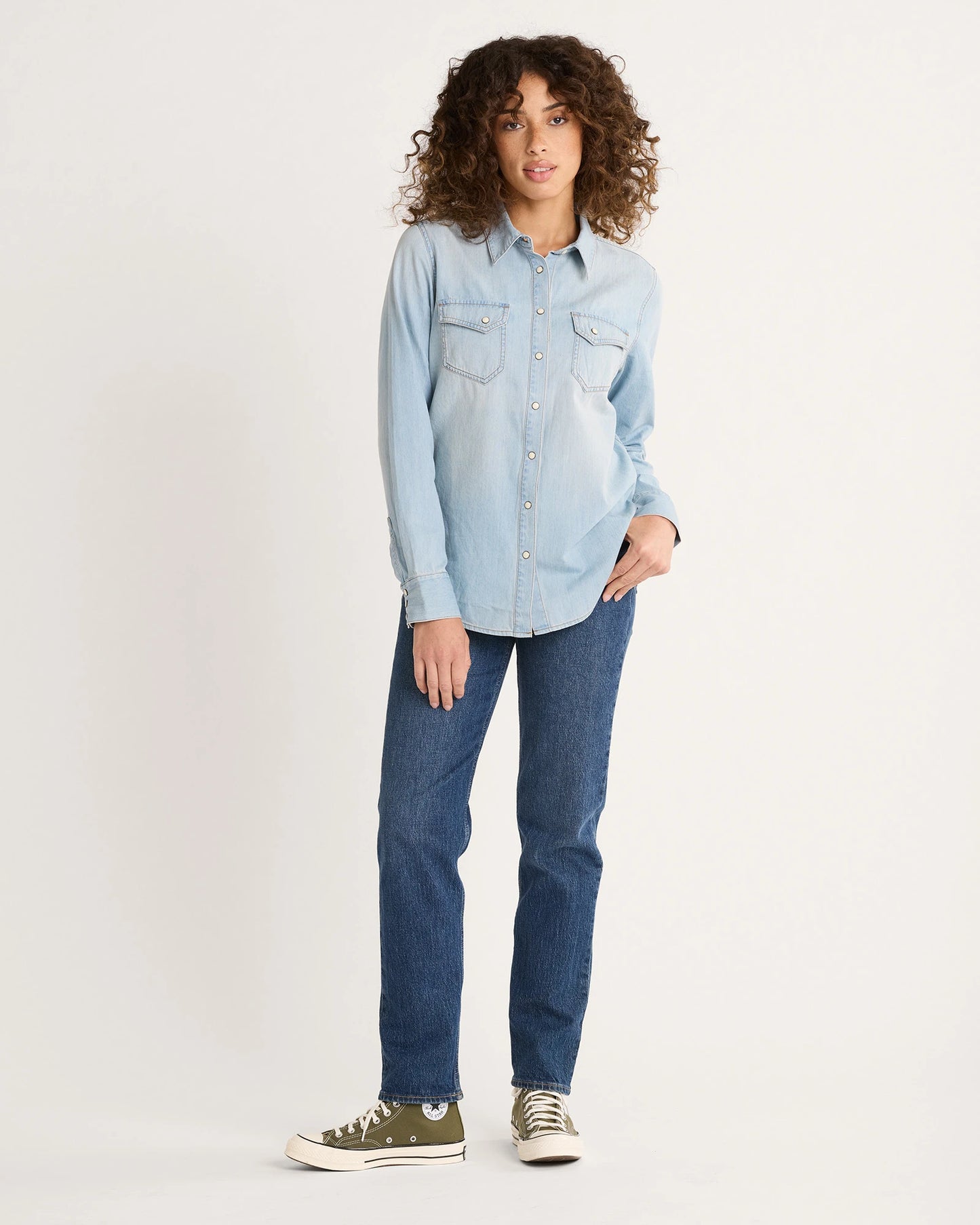 Women's Chambray Gambler Shirt Light Blue