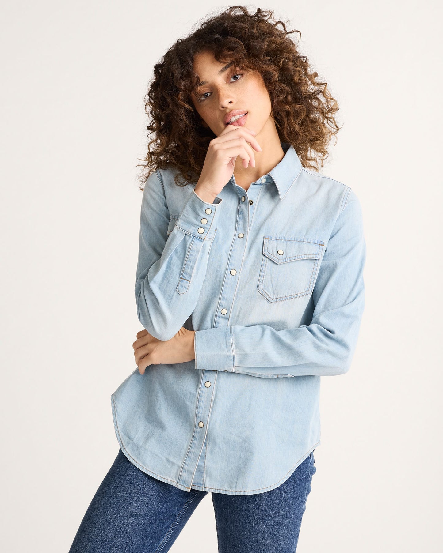 Women's Chambray Gambler Shirt Light Blue