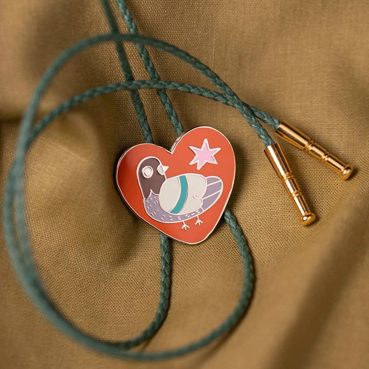 Pigeon Bolo Tie with Paloma the Peach - MST GoodsTiny Deer Studio