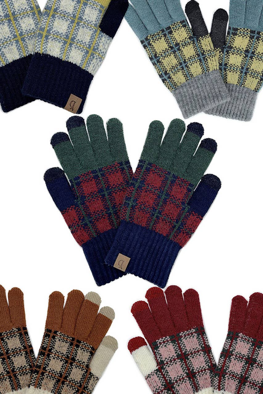 Plaid Knit Touch Gloves - MST GoodsGlovesHana