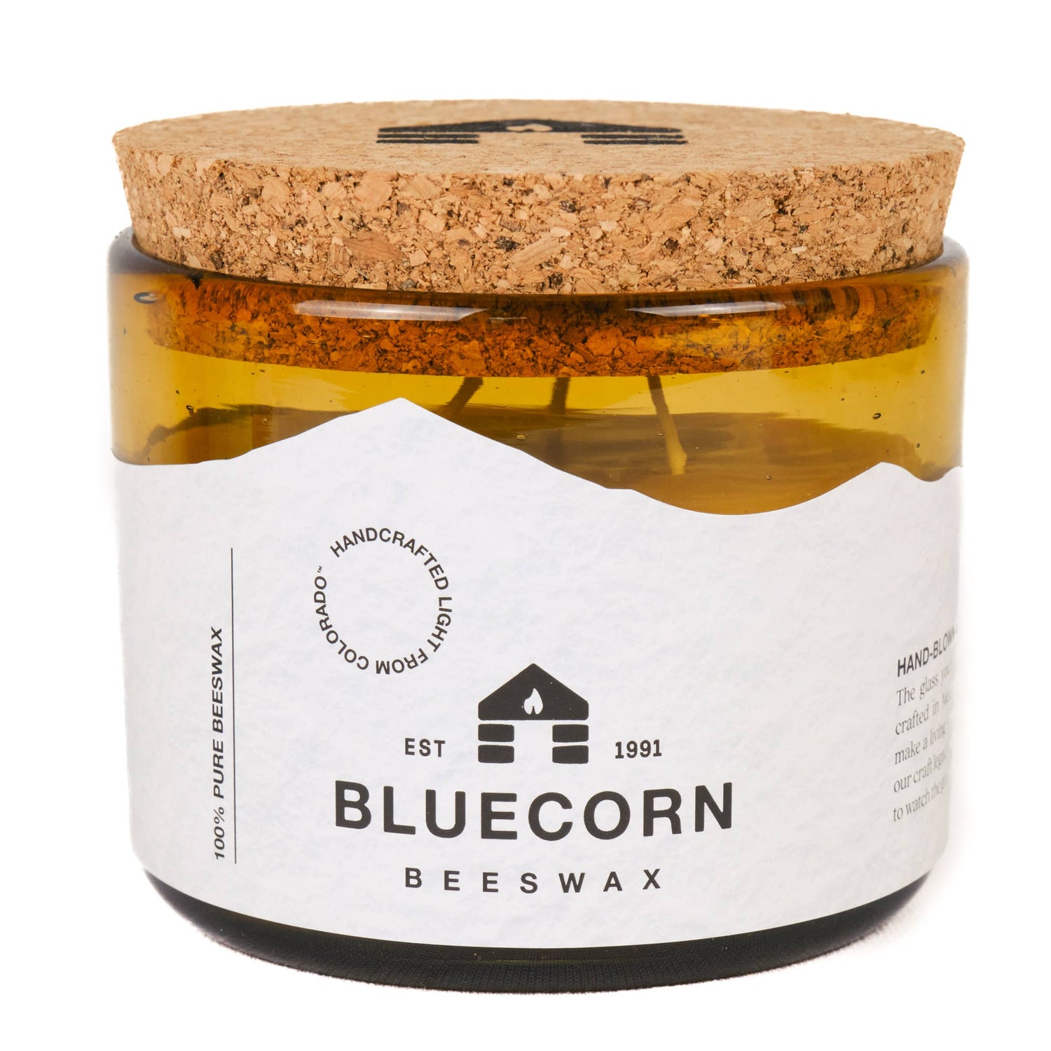 Pure Beeswax Jar Candle in Blown Glass Holder - MST GoodsBluecorn Candles