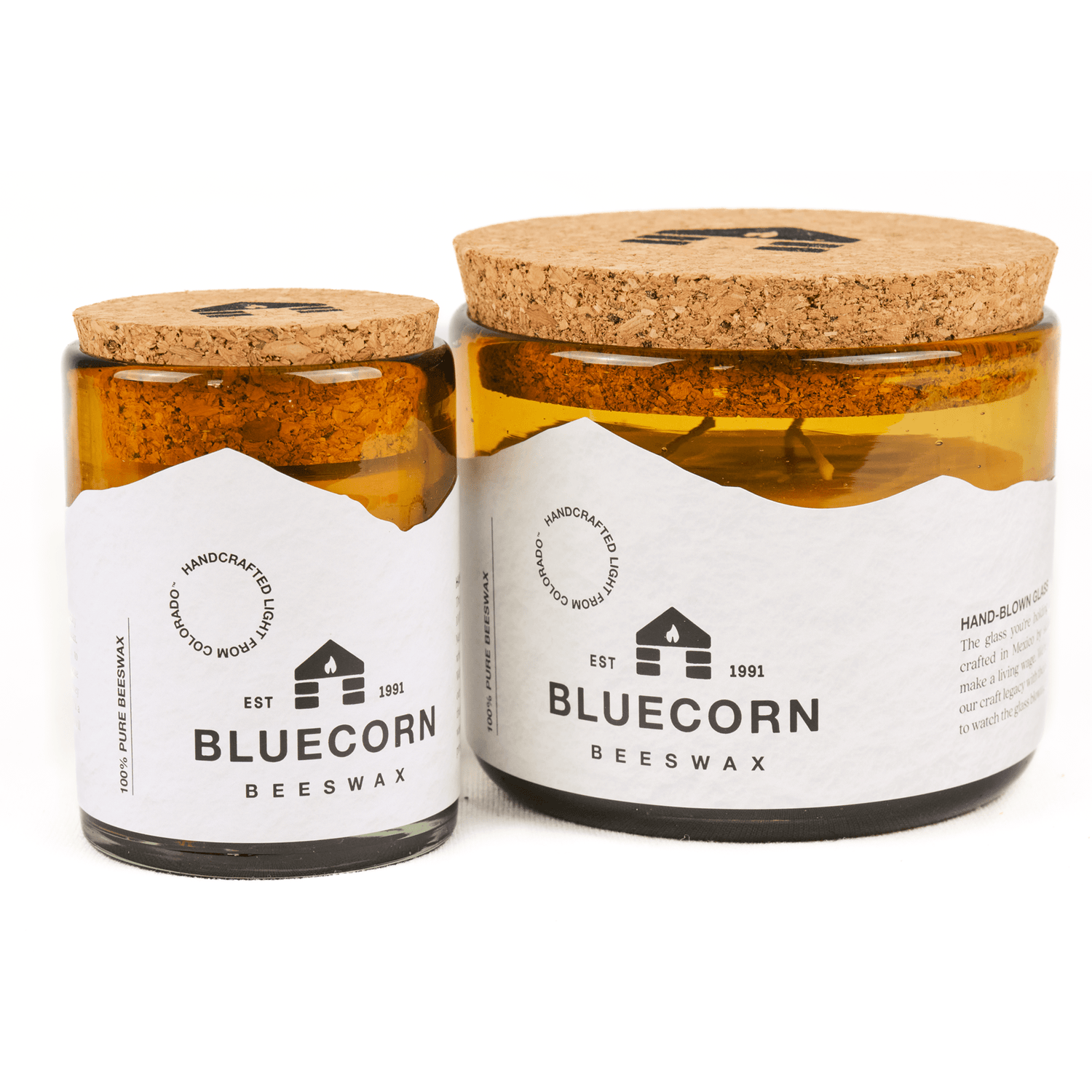 Pure Beeswax Jar Candle in Blown Glass Holder - MST GoodsBluecorn Candles