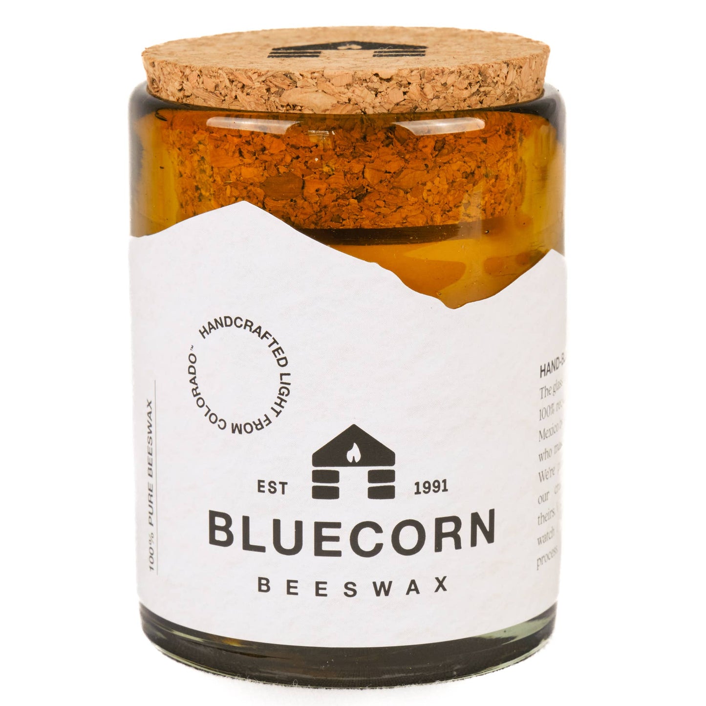 Pure Beeswax Jar Candle in Blown Glass Holder - MST GoodsBluecorn Candles