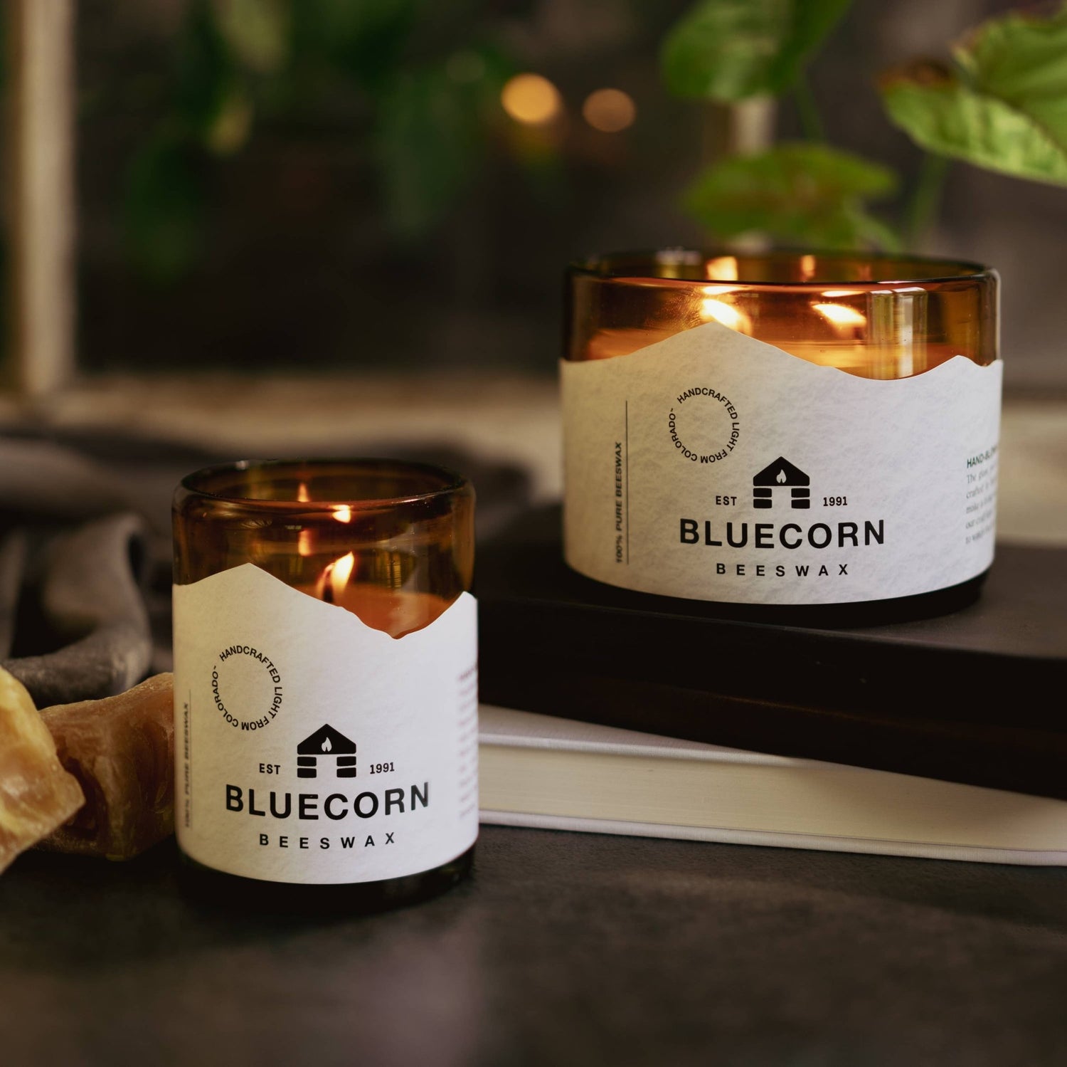 Pure Beeswax Jar Candle in Blown Glass Holder - MST GoodsBluecorn Candles