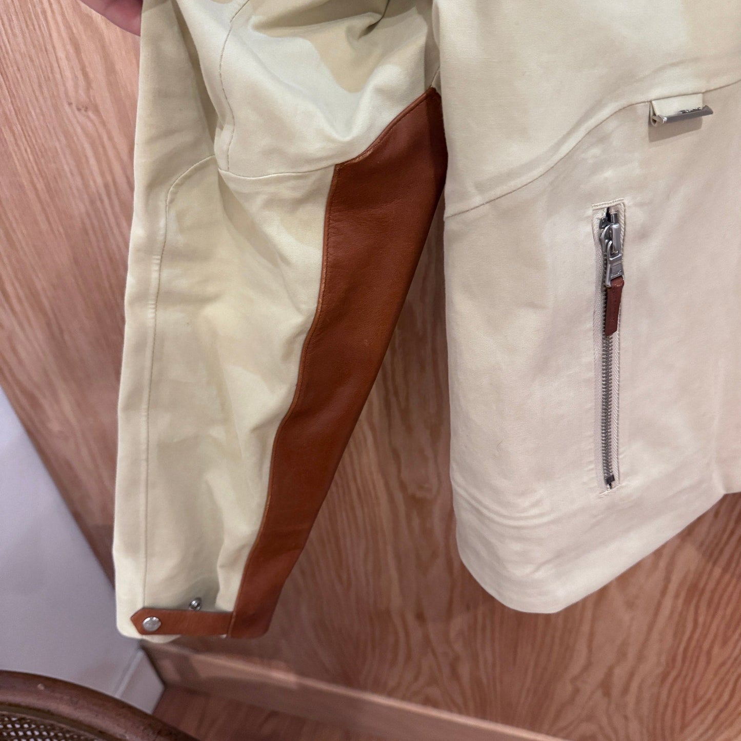 RLX Ralph Lauren Rain Jacket Ivory Tan Leather Trim Tactical Quality Men's L - MST GoodsRLX Ralph Lauren