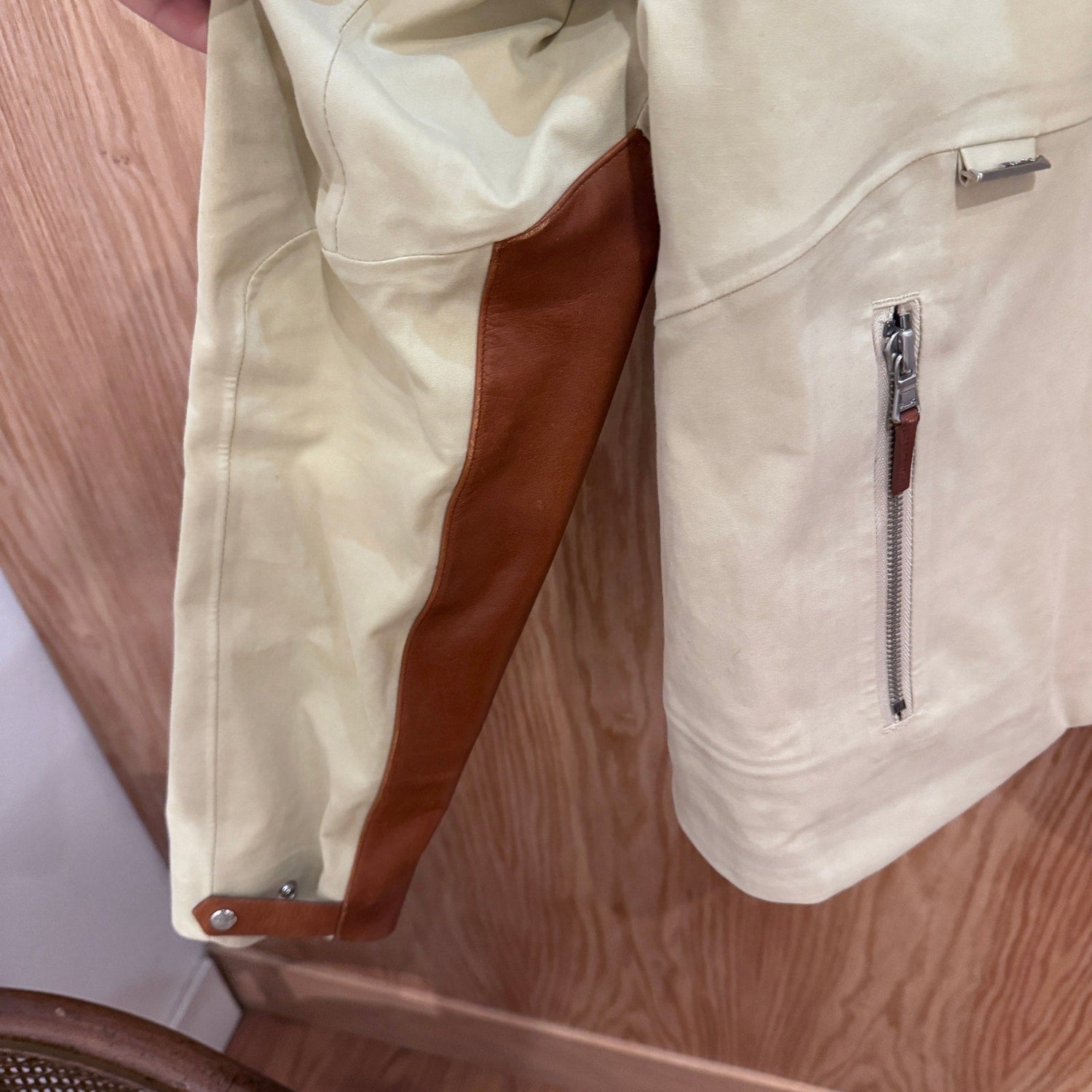 RLX Ralph Lauren Rain Jacket Ivory Tan Leather Trim Tactical Quality Men's L - MST GoodsRLX Ralph Lauren