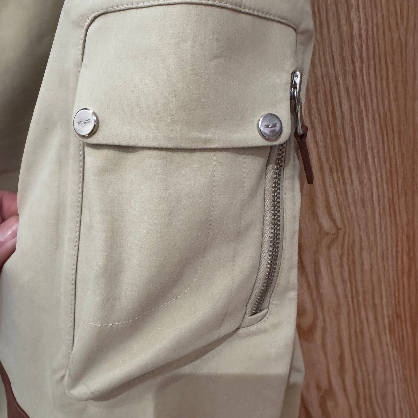 RLX Ralph Lauren Rain Jacket Ivory Tan Leather Trim Tactical Quality Men's L - MST GoodsRLX Ralph Lauren