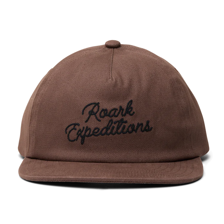 Brown cap with 'Roark Expeditions' embroidery on a white background