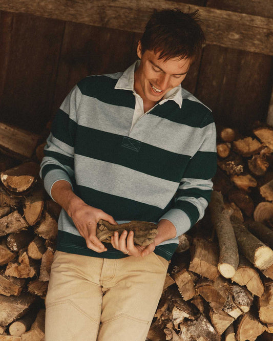 The Rugby Shirt in Dark Forest Stripe