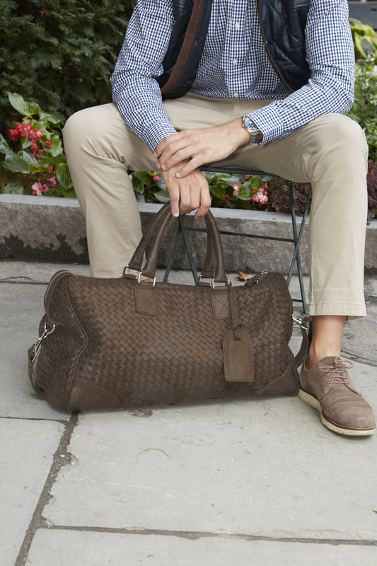 Ryan Woven Leather Weekender Bag