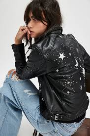 Noelia Moon and Stars Leather Jacket