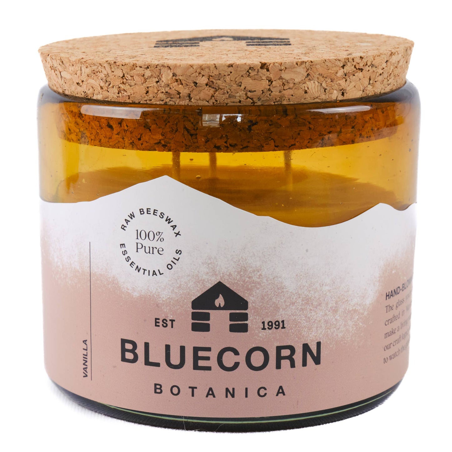 Scented Beeswax Candles - Pure Essential Oils - Blown Glass Holders - MST GoodsBluecorn Candles