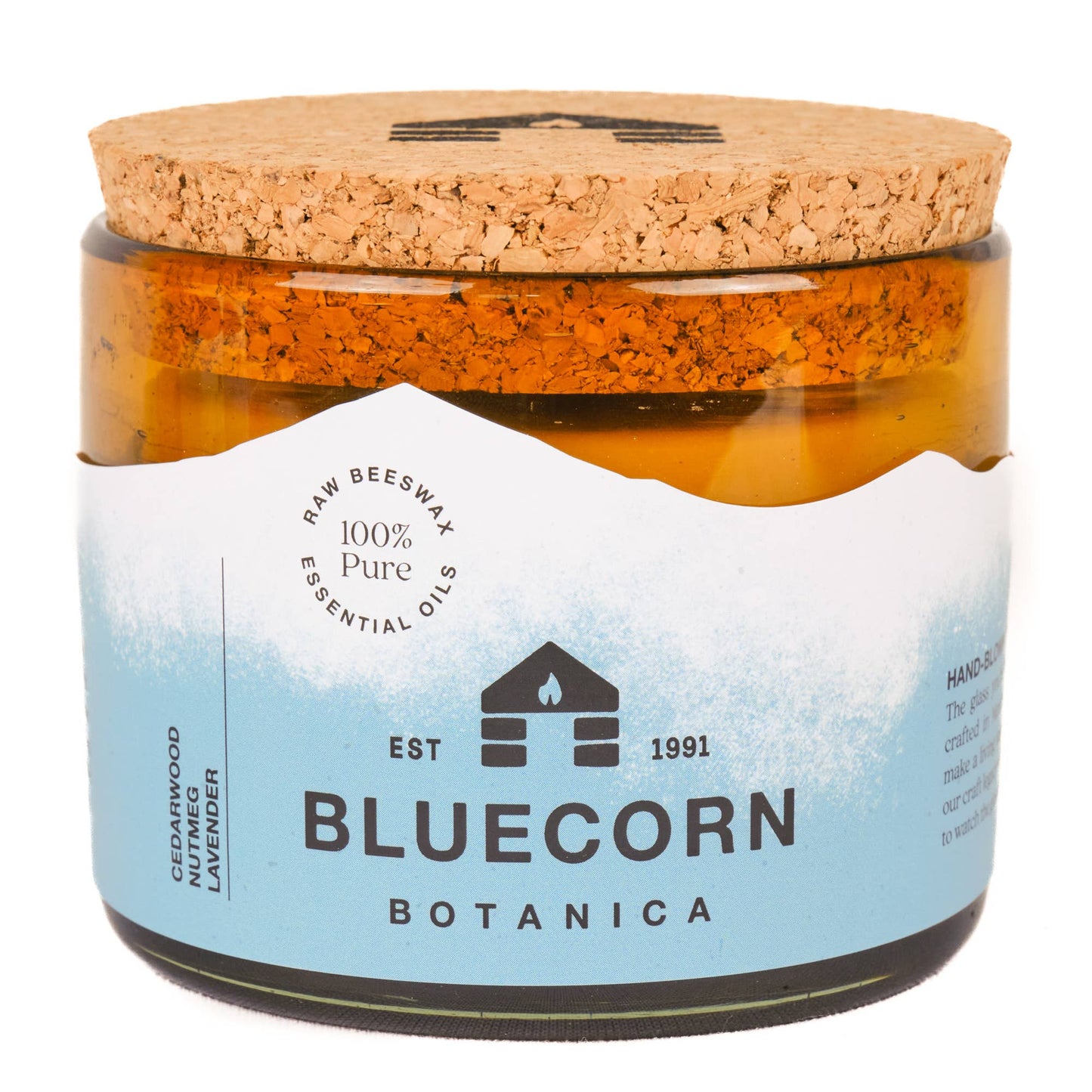 Scented Beeswax Candles - Pure Essential Oils - Blown Glass Holders - MST GoodsBluecorn Candles