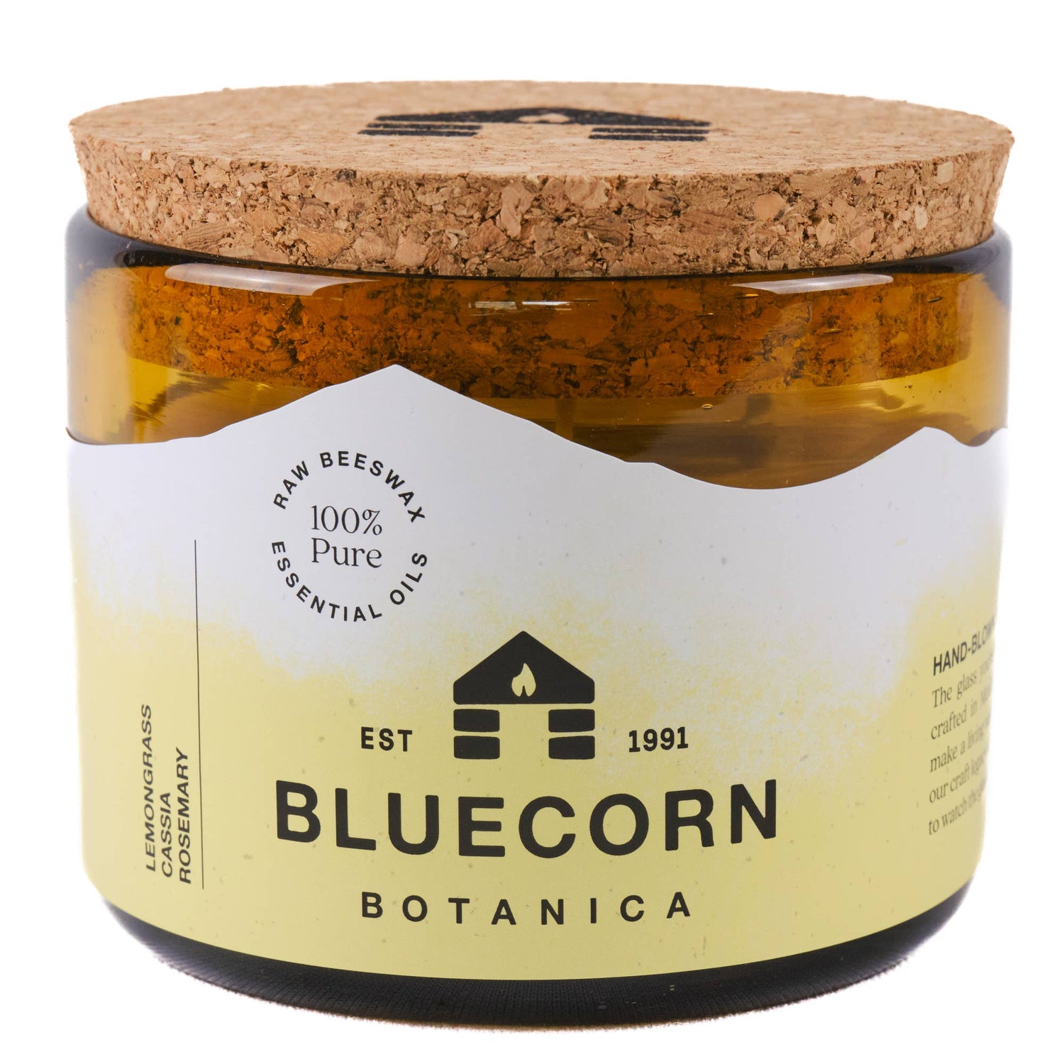 Scented Beeswax Candles - Pure Essential Oils - Blown Glass Holders - MST GoodsBluecorn Candles