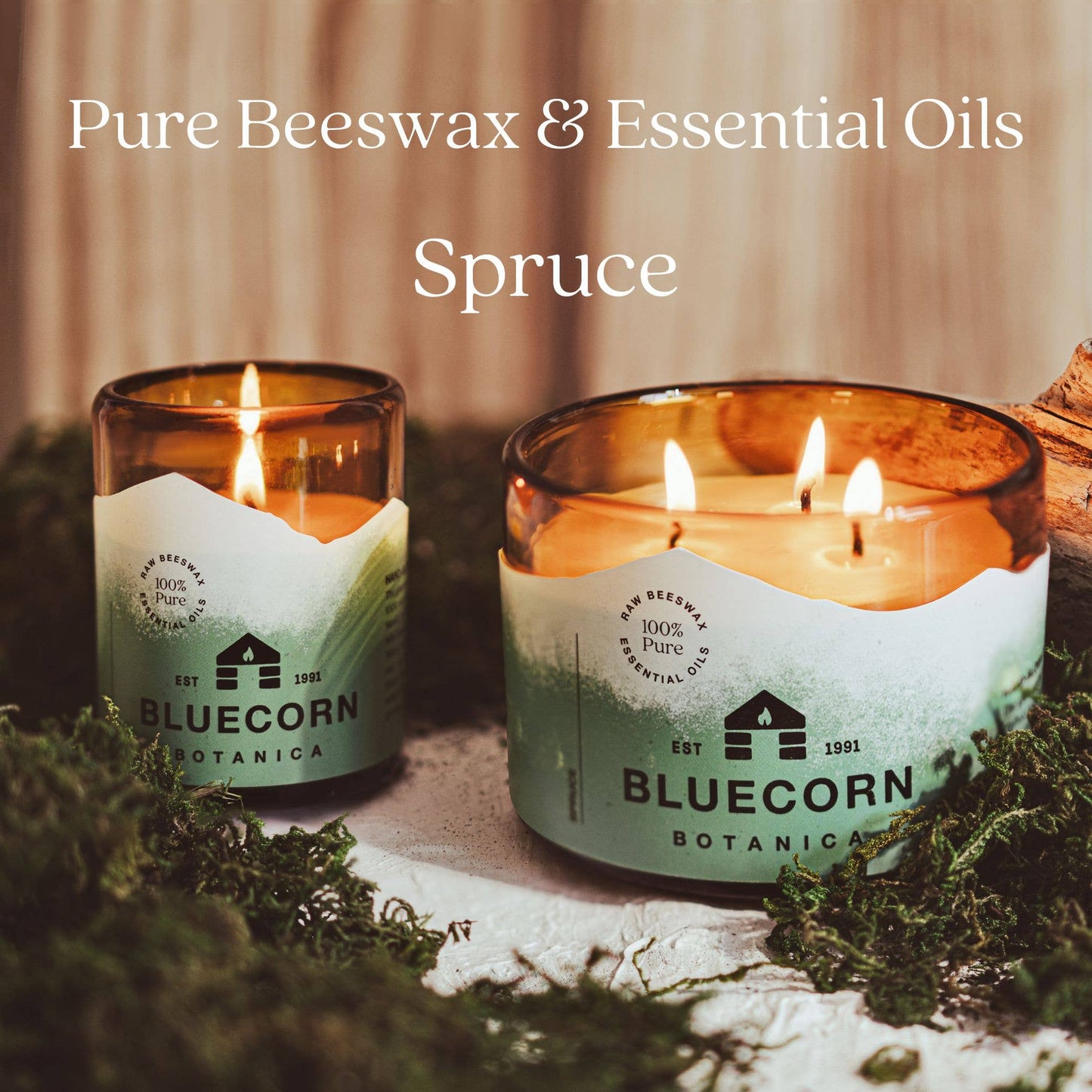Scented Beeswax Candles - Pure Essential Oils - Blown Glass Holders - MST GoodsBluecorn Candles