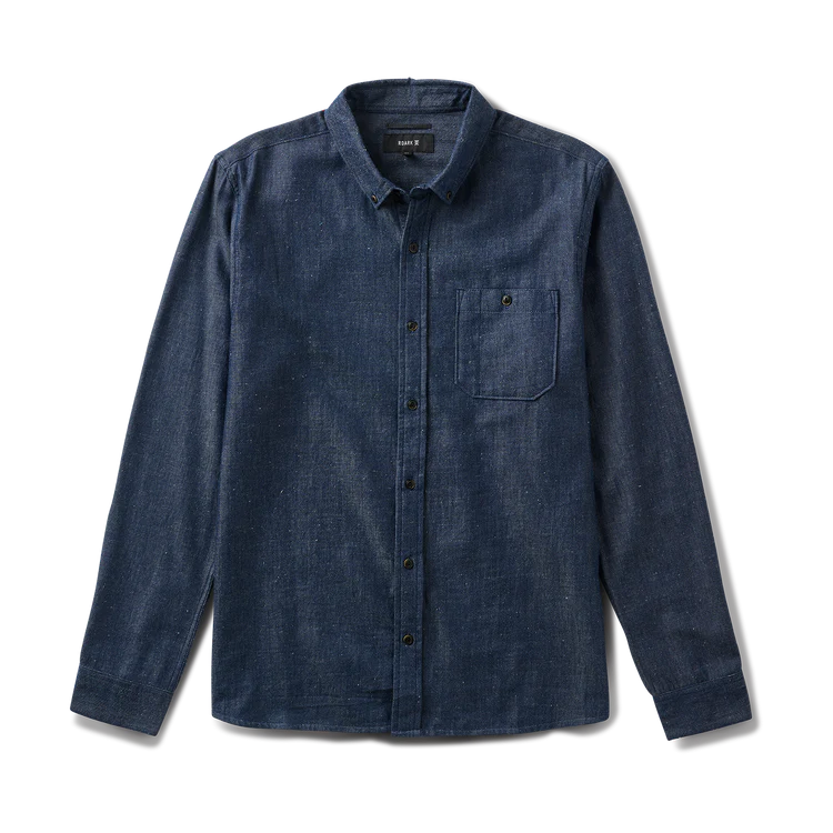 Scholar Chambray Button Up Shirt Mid Indigo