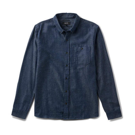 Scholar Chambray Button Up Shirt Mid Indigo