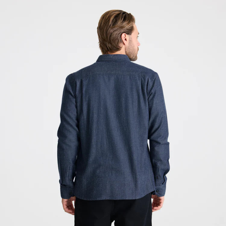 Scholar Chambray Button Up Shirt Mid Indigo