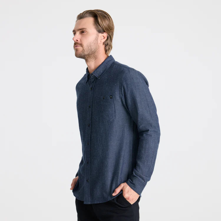 Scholar Chambray Button Up Shirt Mid Indigo