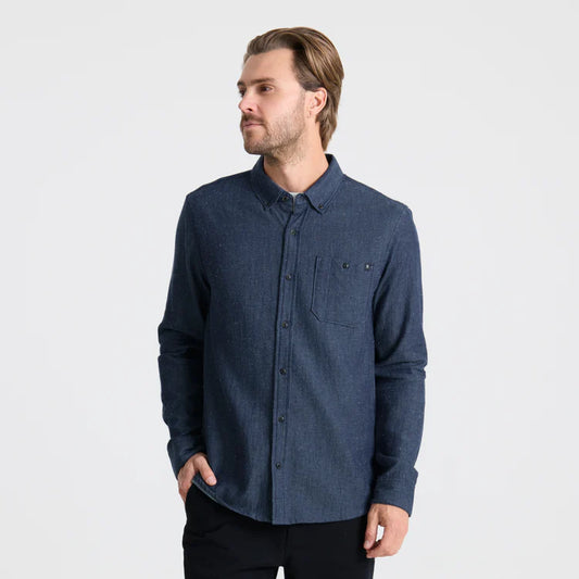 Scholar Chambray Button Up Shirt Mid Indigo