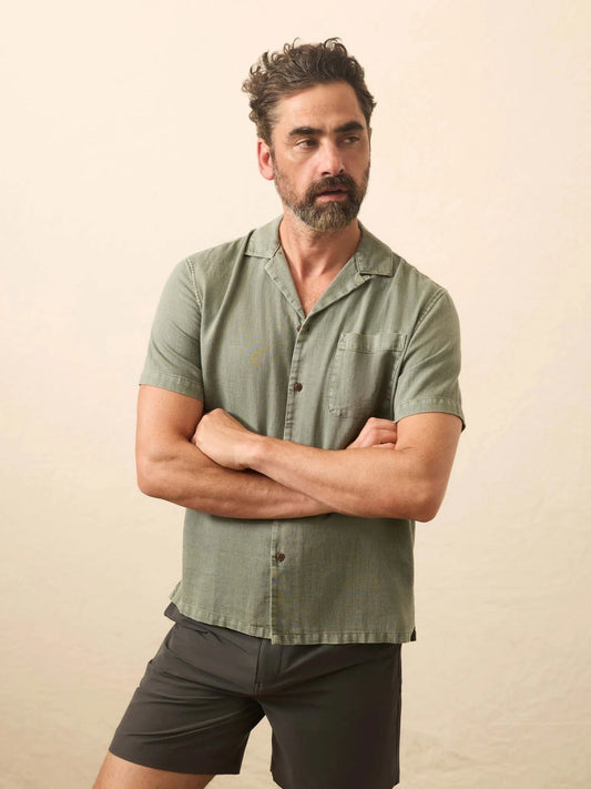 Short-Sleeve Hemp Blend Shirt - Olive Dusk - MST GoodsFaherty