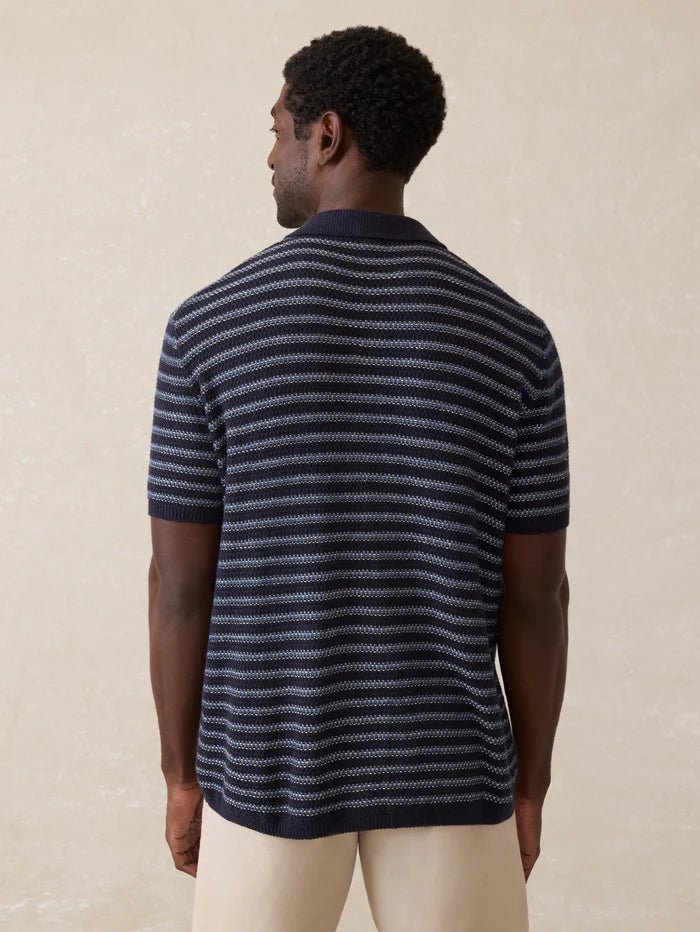 Short-Sleeve Sweater Shirt - Northern Depths Stripe - MST GoodsFaherty