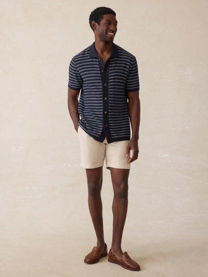 Short-Sleeve Sweater Shirt - Northern Depths Stripe - MST GoodsFaherty