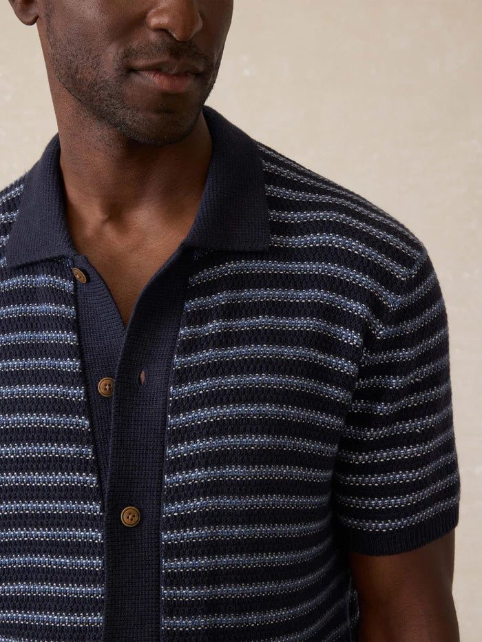 Short-Sleeve Sweater Shirt - Northern Depths Stripe - MST GoodsFaherty