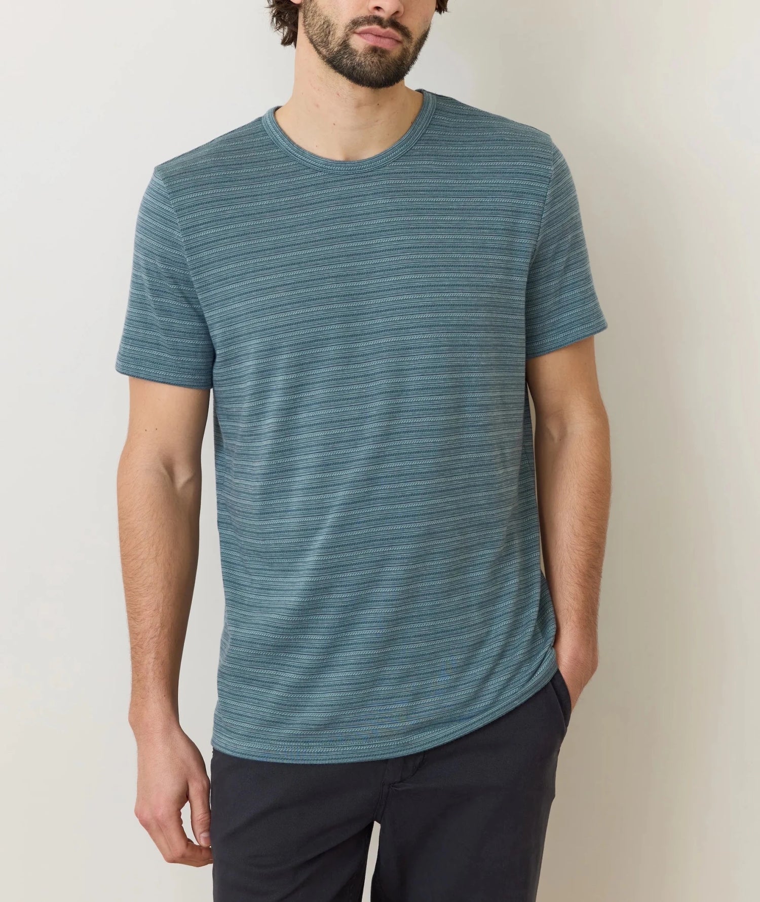 Signature Jacquard Crew Tee - MST GoodsMarine Layer